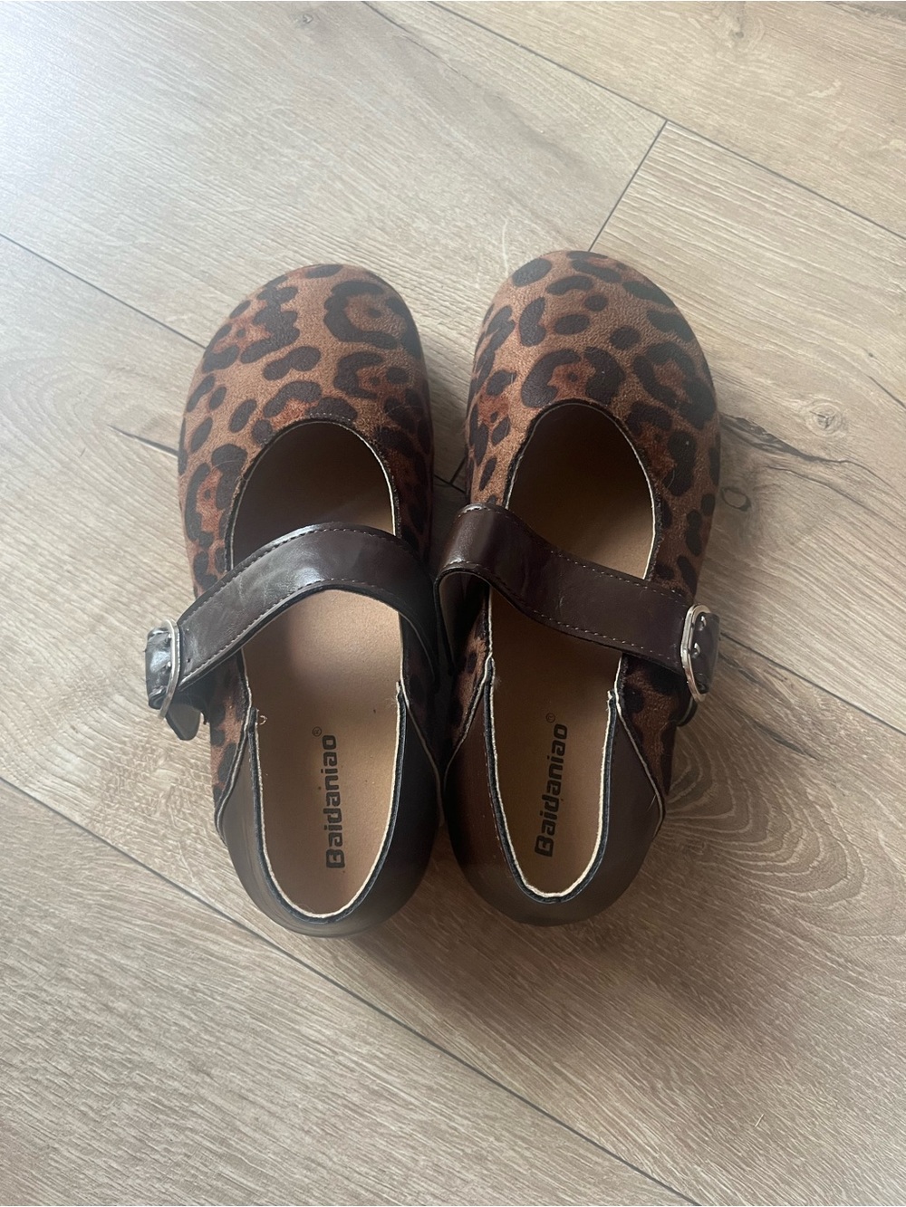 Girls Leopard Print Mary Jane Dress Shoes - Brown